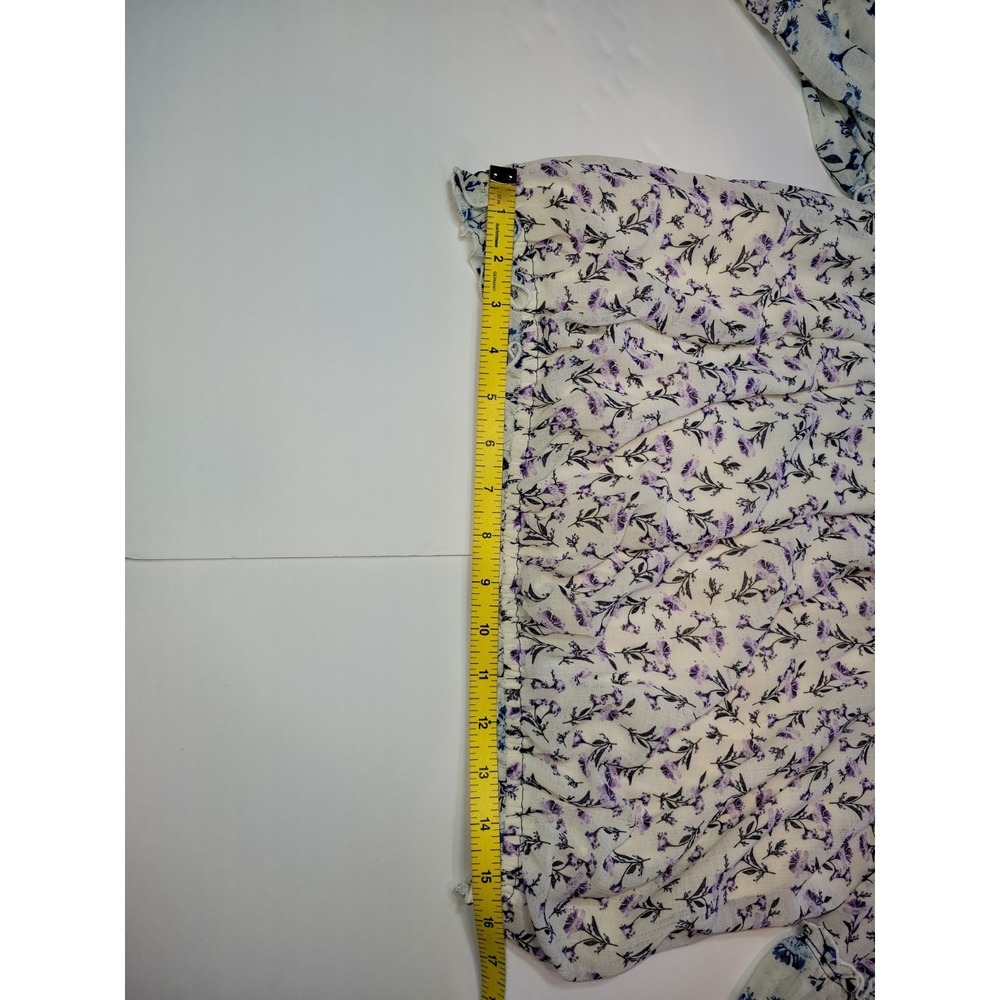 Free People Floral Smocked Off Shoulder Peasant Top Size Small Blue & Lavender - Picture 8 of 11